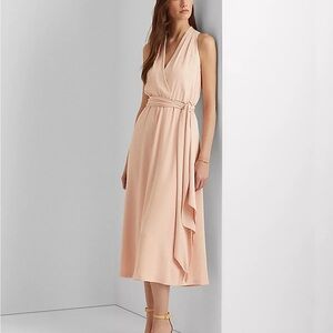 Lauren Ralph Lauren Georgette Pale Pink Halter Dress
